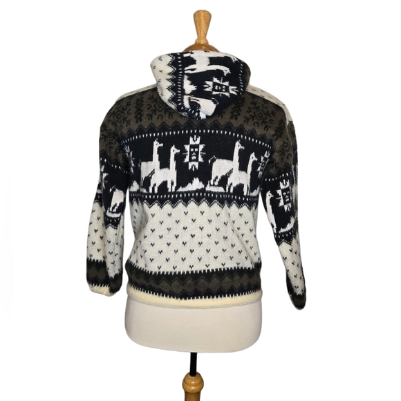 Vintage Wool Tejidos Ruminahui Alpaca Zip-up Hoodie Sweater Jacket Size S - Picture 3 of 9
